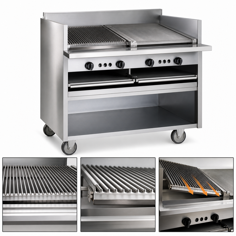 Product image #3 for Magikitch'n FM-SMB-636 36-Inch Floor Model Gas Coal Charbroiler with Open Cabinet Base