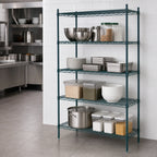 Thumbnail image #4 for Metro Super Erecta 5N527K3 Stationary 5-Shelf Wire Shelving Starter Unit, 30 x 24 x 74 in, Green Epoxy-Coated