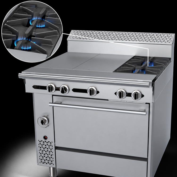 Product image #3 for Garland Cuisine Series Heavy Duty 36-Inch Natural Gas Range with 2 Open Burners, 2 Hot Tops, and Standard Oven