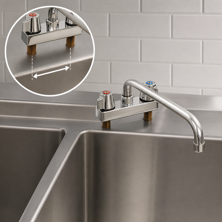 Product image #3 for Eagle Group Deck-Mount Manual Faucet with 12-Inch Swing Spout, 4-Inch Centers, Low-Lead