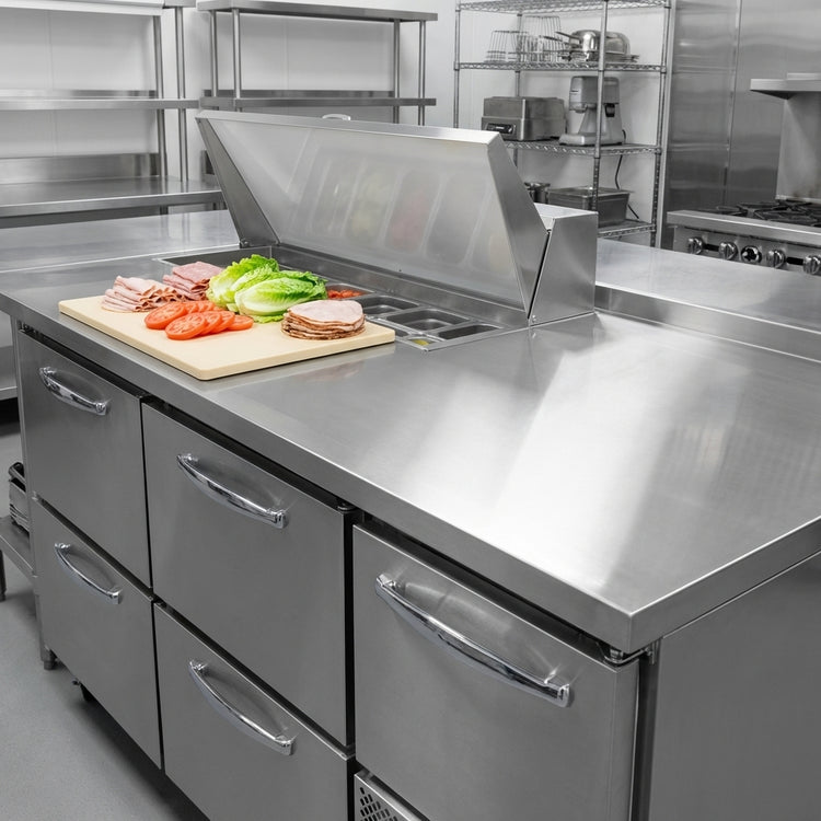 Product image #2 for Continental Refrigerator RA68N18M-D 68" Three-Section Refrigerated Sandwich Prep Table with Drawers and Door