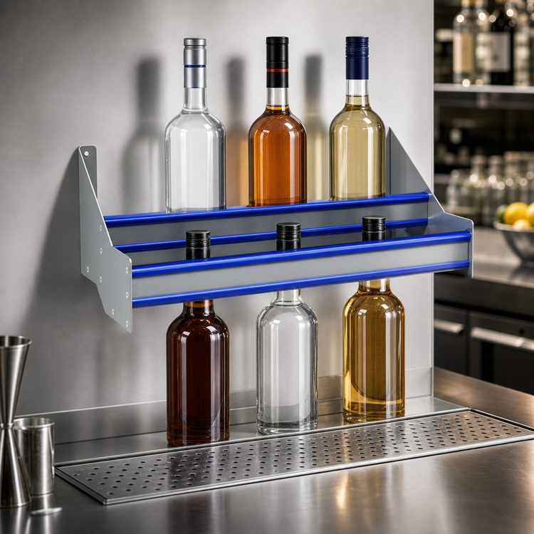 Product image #3 for Prestige Supreme Double Tier Stainless Steel Speed Rail, 12-Inch, 6-Bottle Capacity