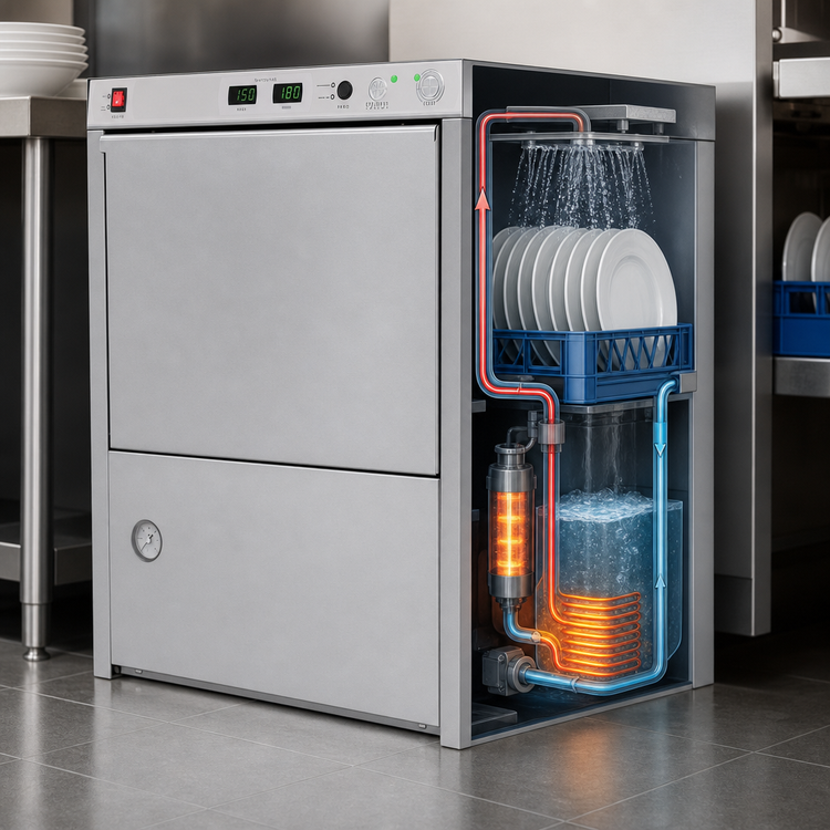 Product image #4 for Champion UH130B MAX High-Temperature Sanitizing Undercounter Dishwasher, 20 x 20 Rack, 25 Racks/Hour