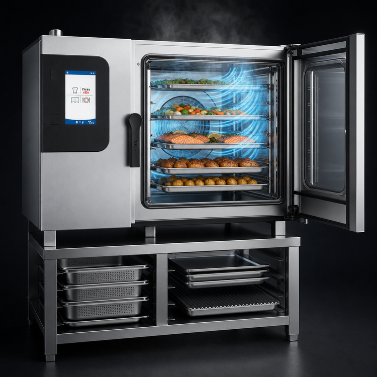 Product image #3 for Convotherm K12 C4 ET 6.20ES-N DD Maxx Pro Full-Size Electric Boilerless Combi Oven with Disappearing Door and Open Stand