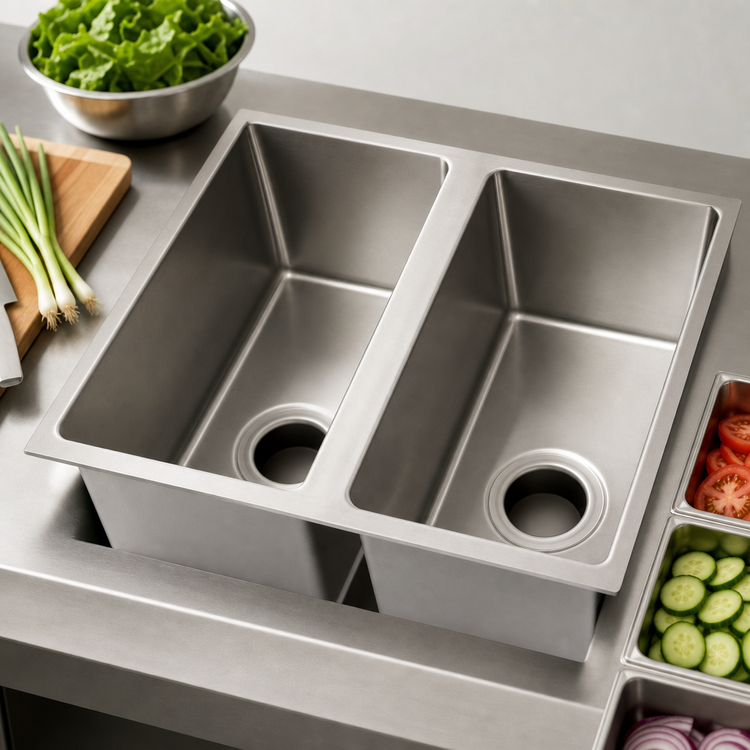 Product image #3 for John Boos Pro-Bowl 2-Compartment Stainless Steel Drop-In Sink with 10 x 14 x 10 Bowls