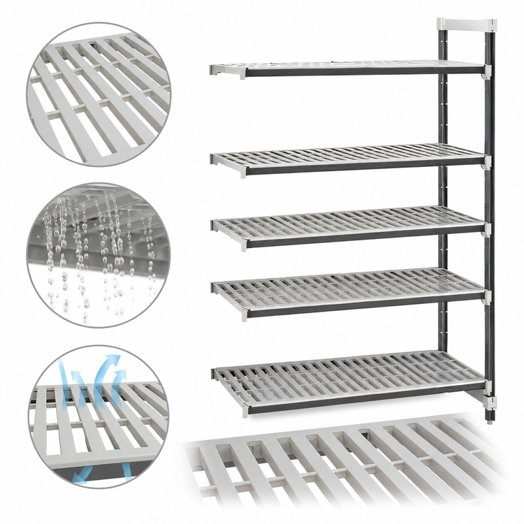 Product image #3 for Camshelving Elements XTRA 5-Tier Stationary Add-On Polymer Shelving Unit, 18 x 72 x 64 Inches, Louvered, Speckled Gray
