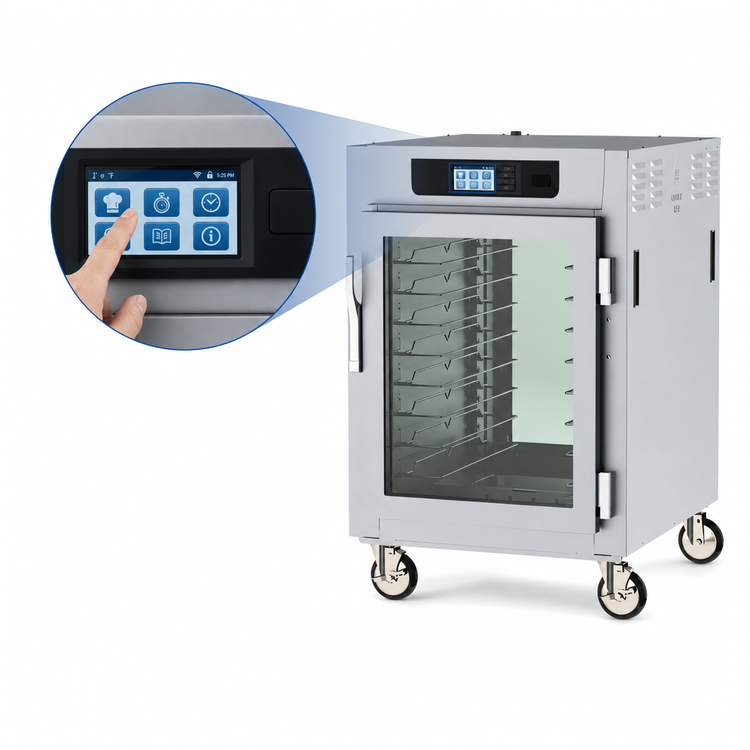 Product image #3 for Metro C5 8 Series 1/2-Height Pass-Thru Controlled Temperature Holding Cabinet with Glass Doors, Universal Wire Slides and Touchscreen Controls
