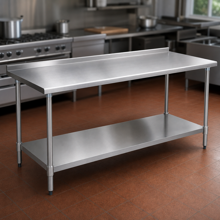 Product image #3 for BlendPort Budget Series 72-Inch W x 30-Inch D Stainless Steel Work Table with Rear Upturn and Adjustable Undershelf