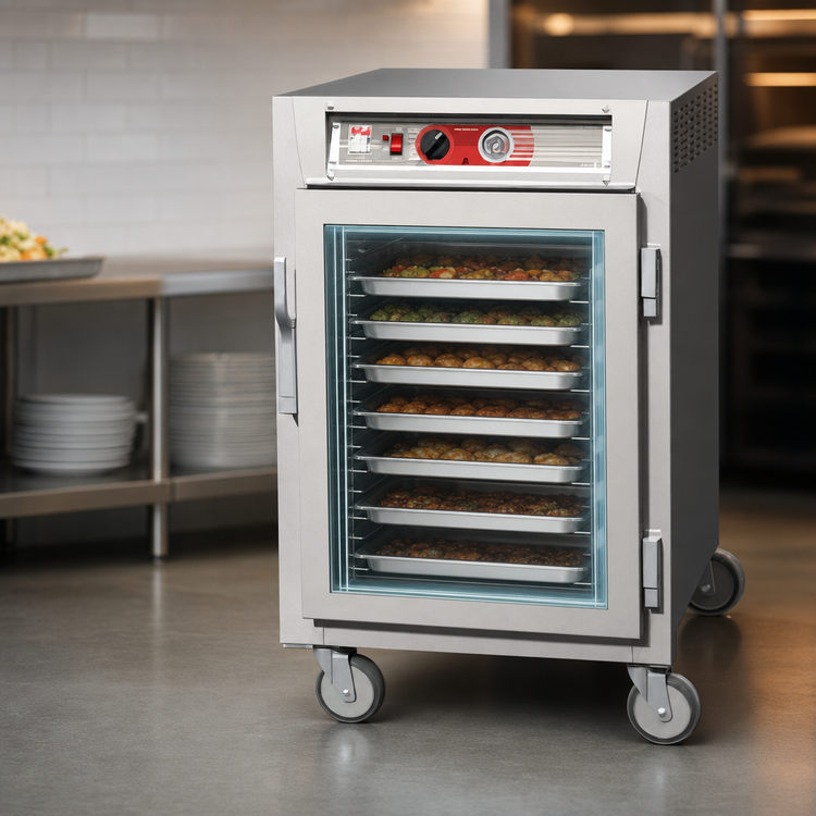 Product image #3 for Metro C5 6 Series Half-Height Mobile Heated Holding Cabinet with Clear Glass Doors, Universal Wire Slides, and 304 Stainless Steel Construction