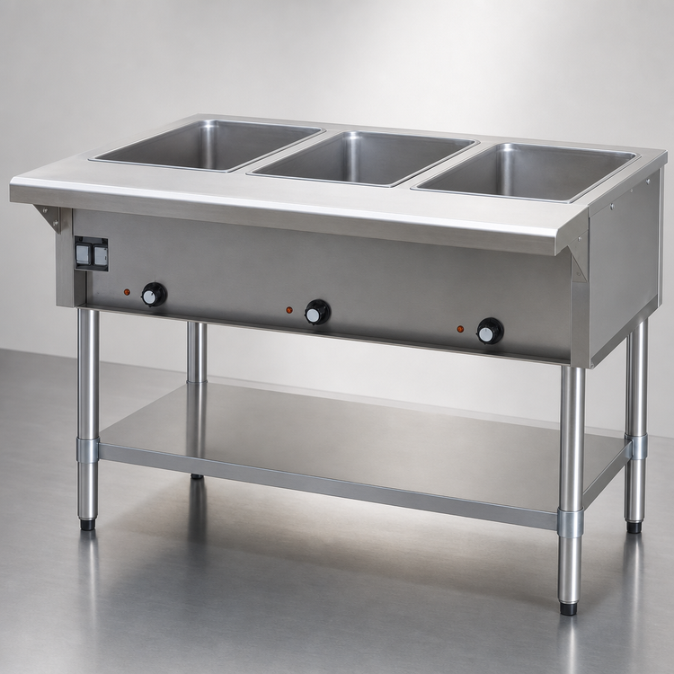 Product image #3 for Eagle Group 48-Inch Electric Hot Food Table with 3 Dry Wells, Open Base, 208V Three-Phase