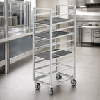 Thumbnail image #3 for Channel Manufacturing 446S3 Stainless Steel Cafeteria Tray Rack Cart, End Load, 14-Tray, 15 x 20 Inch Trays