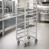 Thumbnail image #3 for Channel Single-Section Stainless Steel Cafeteria Tray Rack Cart, End Load, 14-Tray Capacity, 15 x 20 Inch Trays