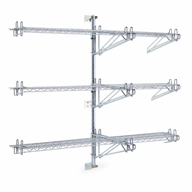 Product image #3 for Metro Super Erecta Chrome-Plated 3-Tier Mid Unit Post-Type Wall Mount for 24-Inch Shelves