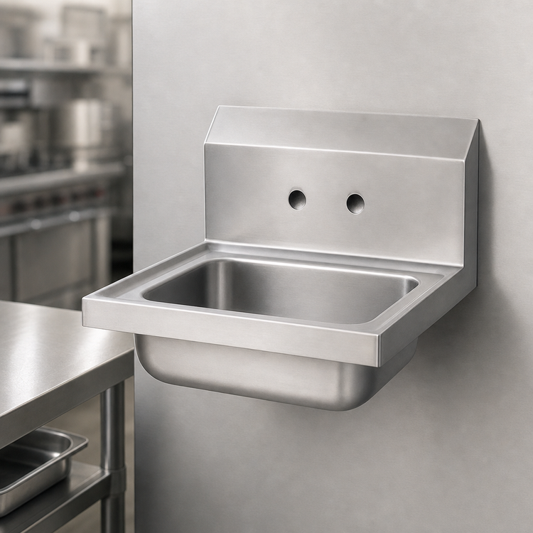 Product image #3 for Vollrath Wall-Mount 2-Hole Stainless Steel Hand Sink, 17 x 15 Inch, 5-1/2 Inch Deep Bowl