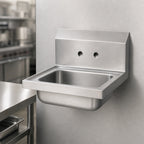 Thumbnail image #3 for Vollrath 141-0 Wall-Mounted 304 Stainless Steel Hand Sink, 17 x 15 Inch, 5-1/2 Inch Bowl, 2-Hole, Bracket Included