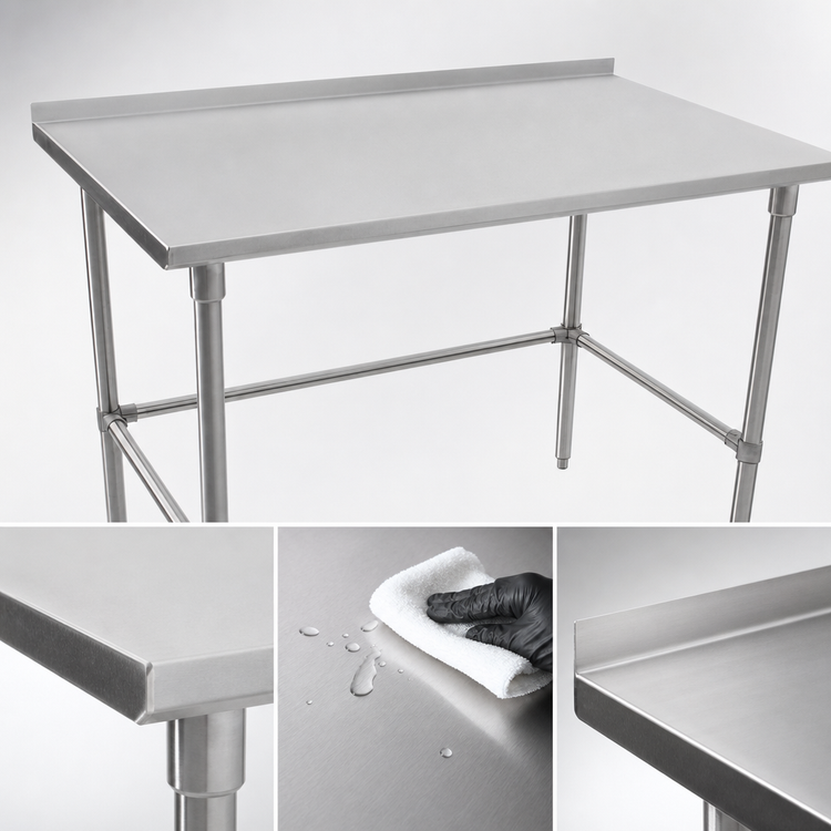 Product image #3 for John Boos Stallion 48-Inch x 24-Inch 16-Gauge Stainless Steel Work Table with 1-1/2-Inch Rear Up-Turn