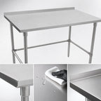 Thumbnail image #3 for John Boos Stallion ST6R1.5-2448SBW 48-Inch x 24-Inch 16-Gauge 300-Series Stainless Steel Work Table with Open Base and 1-1/2-Inch Rear Up-Turn