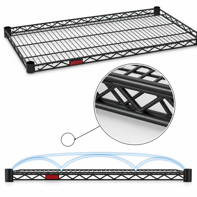 Product image #3 for Eagle Group Stand-Outs Decorative 60 Inch x 24 Inch Wire Shelf with QuadTruss, Black Epoxy Finish