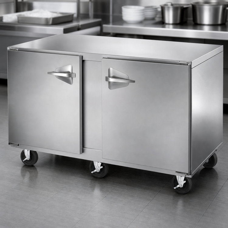Product image #3 for Traulsen Dealer's Choice Compact Two-Section Reach-In Undercounter Freezer, 60 Inch Wide, Rear-Mounted Self-Contained Refrigeration