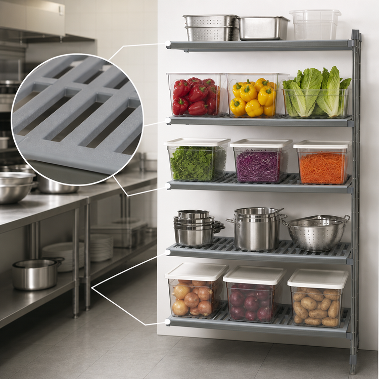 Product image #3 for Cambro Camshelving Basics Plus 24" x 54" x 84" 5-Tier Vented Add-On Polymer Shelving Unit