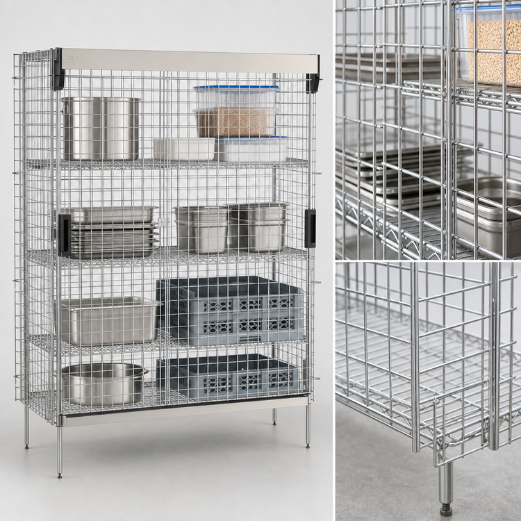 Product image #3 for Metro Super Erecta Chrome Stationary Sliding Door Security Cage, 62-1/2" W x 28-1/2" D x 66-13/16" H