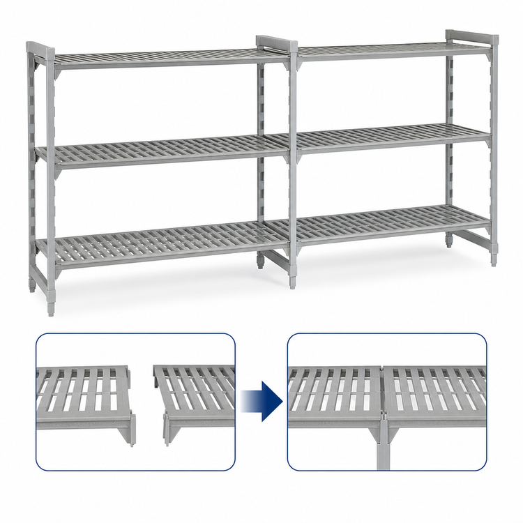 Product image #4 for Cambro Camshelving Premium 4-Tier Add-On Polymer Shelving Unit, 24 x 72 x 64 Inches, Vented and Solid Shelves