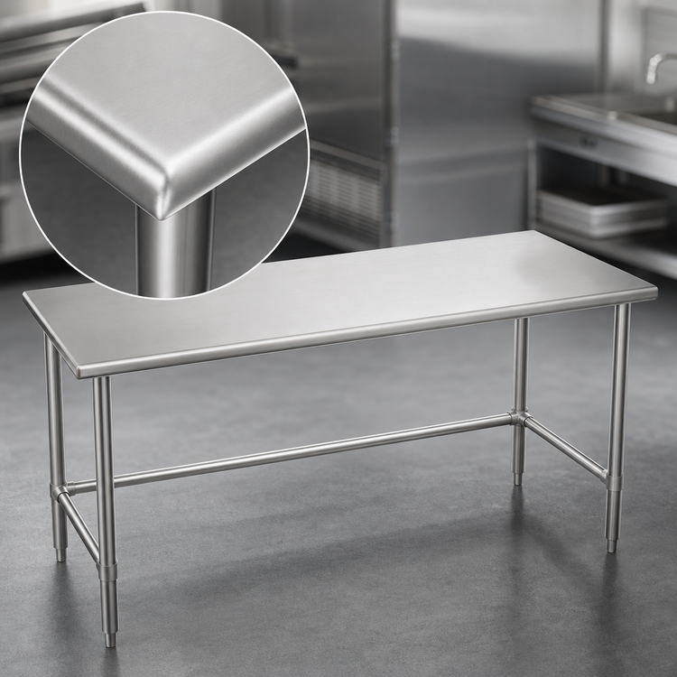 Product image #3 for Eagle Spec-Master 60 Inch x 24 Inch Stainless Steel Work Table with Rolled Edge Top and Open Base