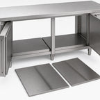 Thumbnail image #3 for John Boos EBRS-24144 144-Inch 2-Piece Removable Intermediate Shelf, 18-Gauge 300-Series Stainless Steel, for Enclosed Base Work Tables