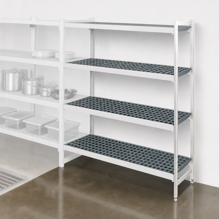 Product image #3 for Fermostock 4-Tier Polymer Shelving Expansion Kit, 68-in. W x 14-in. D x 83-in. H, 1 Upright