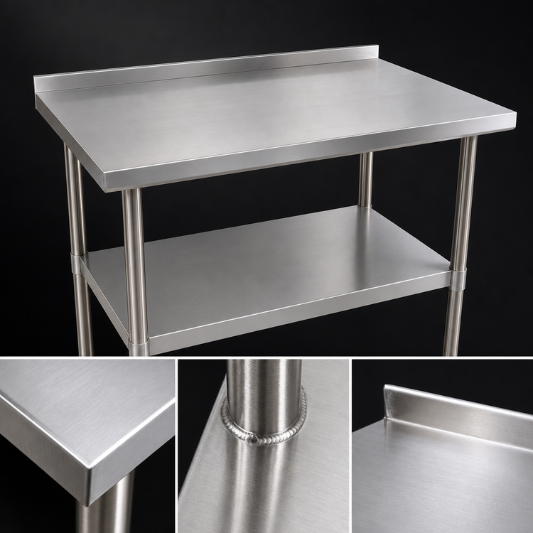Product image #3 for John Boos Stallion 30" x 24" Economy Stainless Steel Work Table with Rear Riser and Undershelf