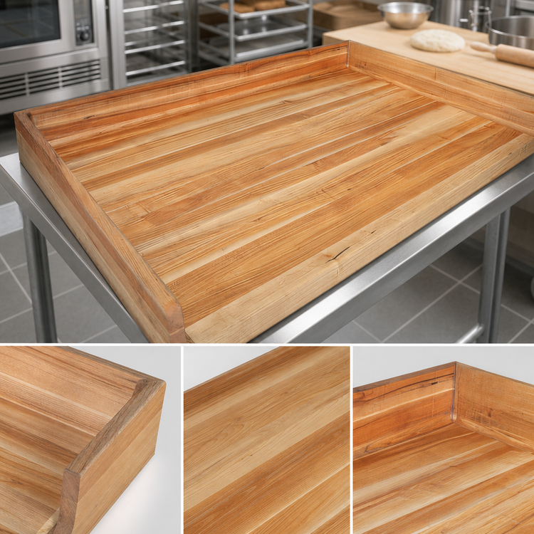 Product image #3 for BK Resources 60 Inch x 36 Inch Hard Maple Non-Reversible Bakers Table Replacement Top with Coved Risers