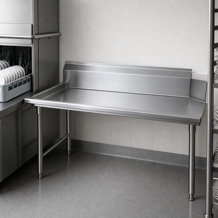 Product image #3 for Advance Tabco 83-Inch Left-Attach Straight Dish Table with 10-1/2-Inch Backsplash