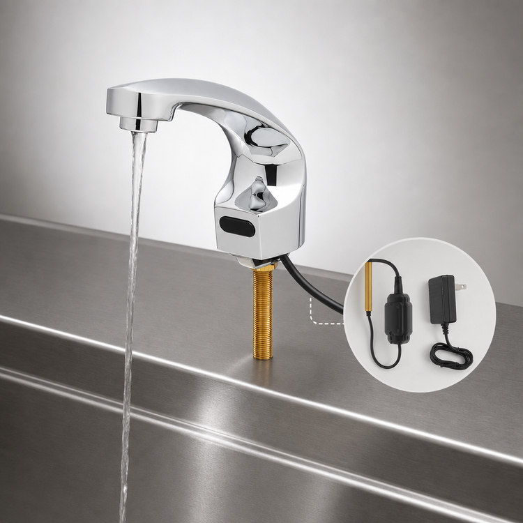 Product image #3 for T&S Brass ChekPoint Electronic Touchless Faucet, Deck-Mount Single-Hole, Chrome Finish with Hydro-Generator Power Supply
