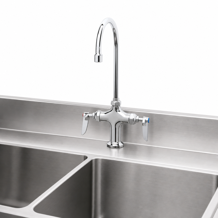 Product image #3 for T&S Brass B-0302 Double Pantry Single-Hole Deck Mount Gooseneck Faucet
