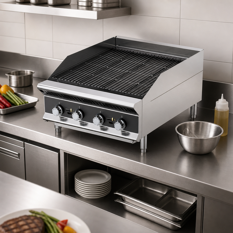 Product image #3 for Vollrath Heavy-Duty Stainless Steel Countertop Charbroiler, 48-Inch Wide, Radiant/Lava Rock, Manual Controls
