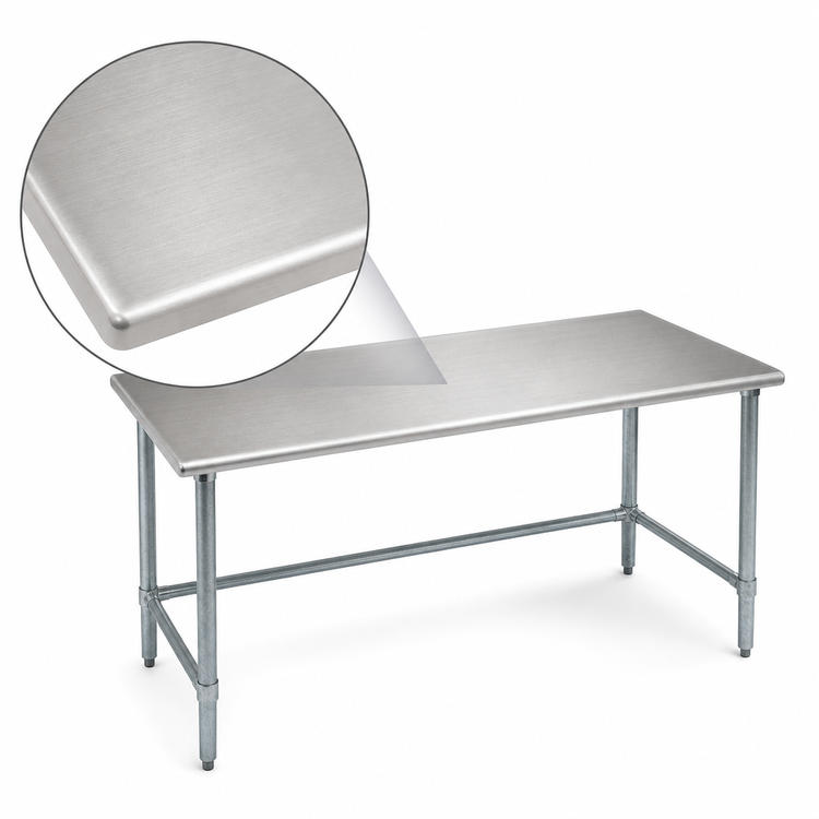 Product image #3 for Eagle Budget Series 84-Inch x 30-Inch Flat Top Work Table with 430 Stainless Steel Top and Galvanized Base
