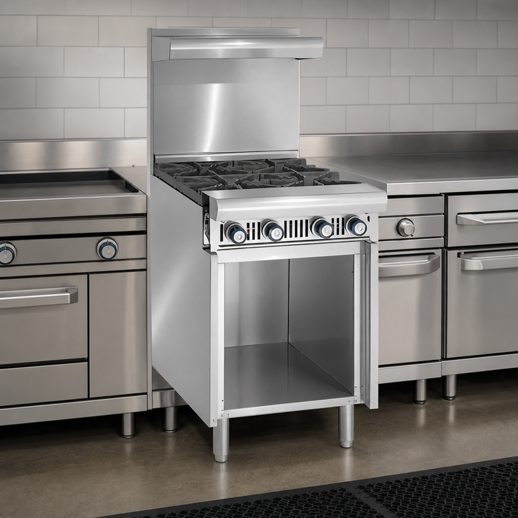 Product image #3 for Imperial Spec Series 24-Inch Heavy Duty Gas Add-A-Unit Floor Range with Two Hot Tops and Open Cabinet Base