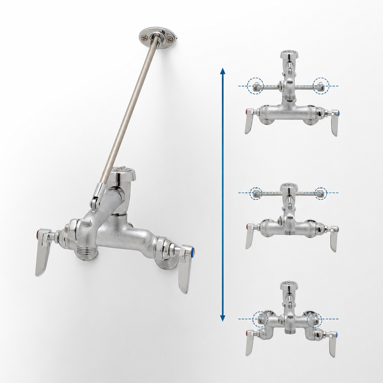 Product image #3 for T&S Brass Wall-Mount Service Sink Faucet with Vacuum Breaker Nozzle, Garden Hose Outlet, Pail Hook, and Rough Chrome Finish