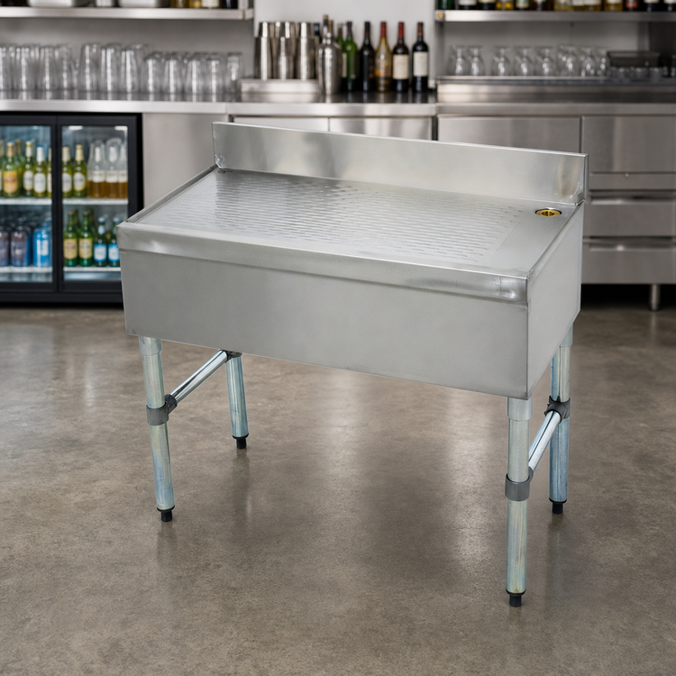 Product image #3 for Advance Tabco Underbar Basics SLD-18 Free-Standing Bar-Type Drainboard with 4-Inch Backsplash