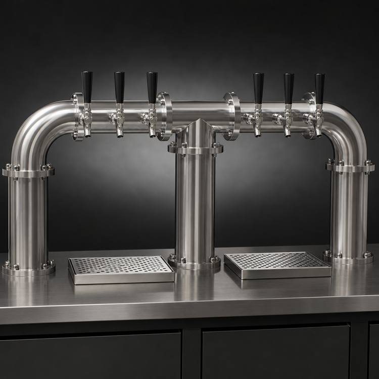 Product image #3 for Glastender Pipe Bridge Countertop Draft Dispensing Tower, 6 Faucets, 3 Columns, Glycol-Cooled