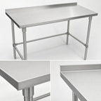 Thumbnail image #3 for John Boos Stallion ST6R1.5-2472SBW 72-Inch x 24-Inch Stainless Steel Work Table, Open Base, 16-Gauge 300-Series Top, 1-1/2-Inch Rear Up-Turn