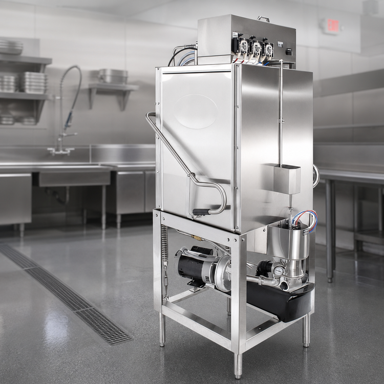 Product image #3 for CMA Energy Mizer S-AH Straight-Thru Low-Temperature Chemical Sanitizing Pot & Pan Door-Type Dishwasher
