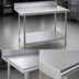 Thumbnail image #3 for Advance Tabco 108-Inch x 36-Inch 16-Gauge 430 Stainless Steel Work Table with 5-Inch Backsplash and Galvanized Undershelf