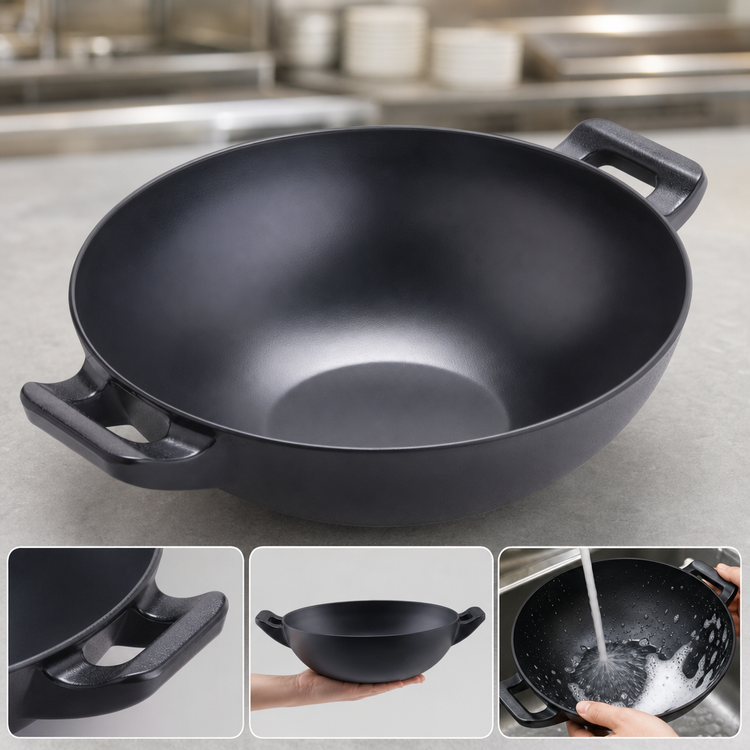 Product image #3 for American Metalcraft Black Melamine Round Bowl with Dual Handles, 82-Ounce Capacity