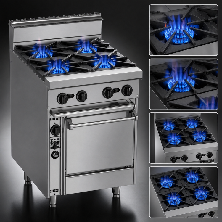 Product image #3 for Bistro JBR-4-24C 24" Natural Gas Restaurant Range with 4 Open Burners and Convection Oven