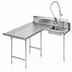 Thumbnail image #3 for Advance Tabco L-Shaped Left-Hand Dishlanding-Soil Dishtable with Landing and Pre-Rinse Sink, 83 Inch, 16/304 Stainless Steel