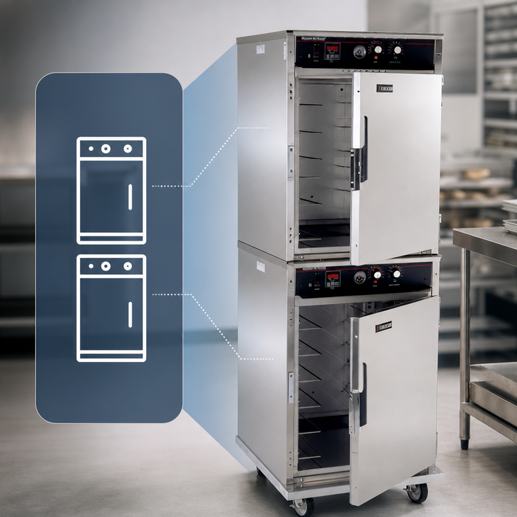 Product image #3 for Cres Cor Roast-N-Hold Mobile Stacked Half-Size Convection Cook and Hold Oven, 2 Compartments, 208V/3-Phase