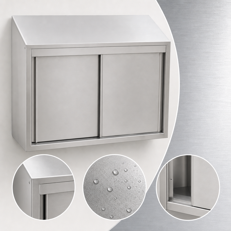 Product image #3 for Eagle Group 54-Inch Wall-Mounted 304 Stainless Steel Wall Cabinet with Sliding Doors