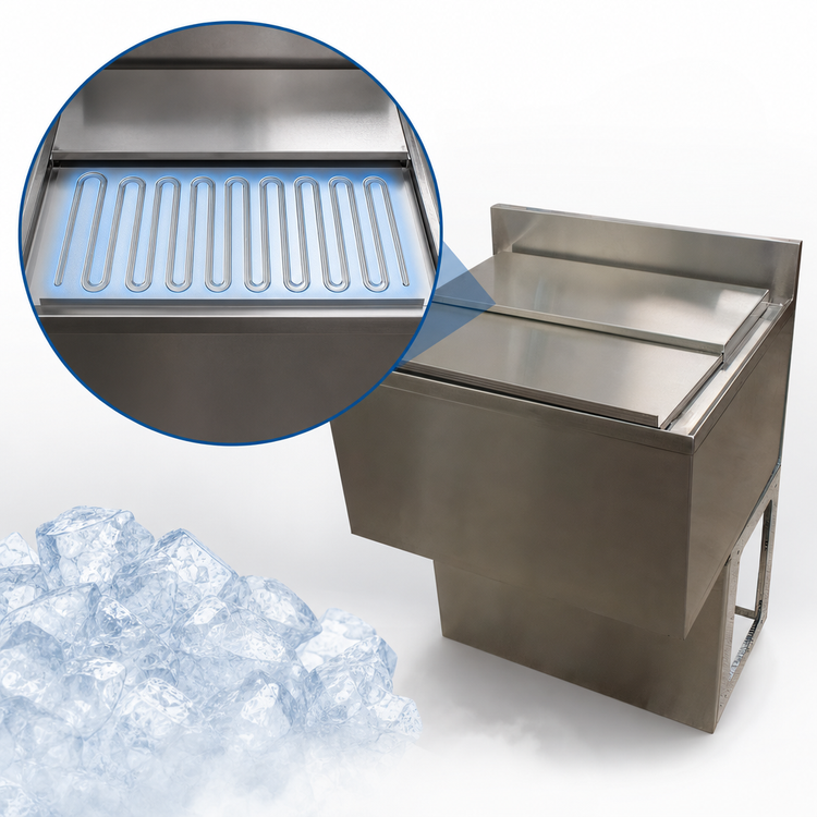 Product image #3 for BK Resources 24-Inch Underbar Insulated Ice Bin with 7-Circuit Cold Plate, 80 lb Capacity