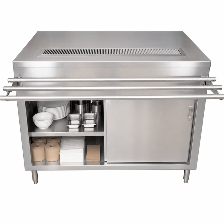 Product image #3 for BK Resources 60-Inch Cashier-Serve Counter with Sliding Doors and Door-Side Urn Trough